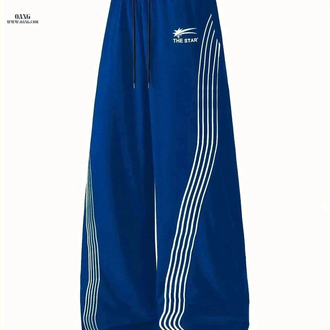 Men's Casual Athletic Joggers - "THE STAR" Print, Loose Fit, Side Pockets   OAXG Blue / XS