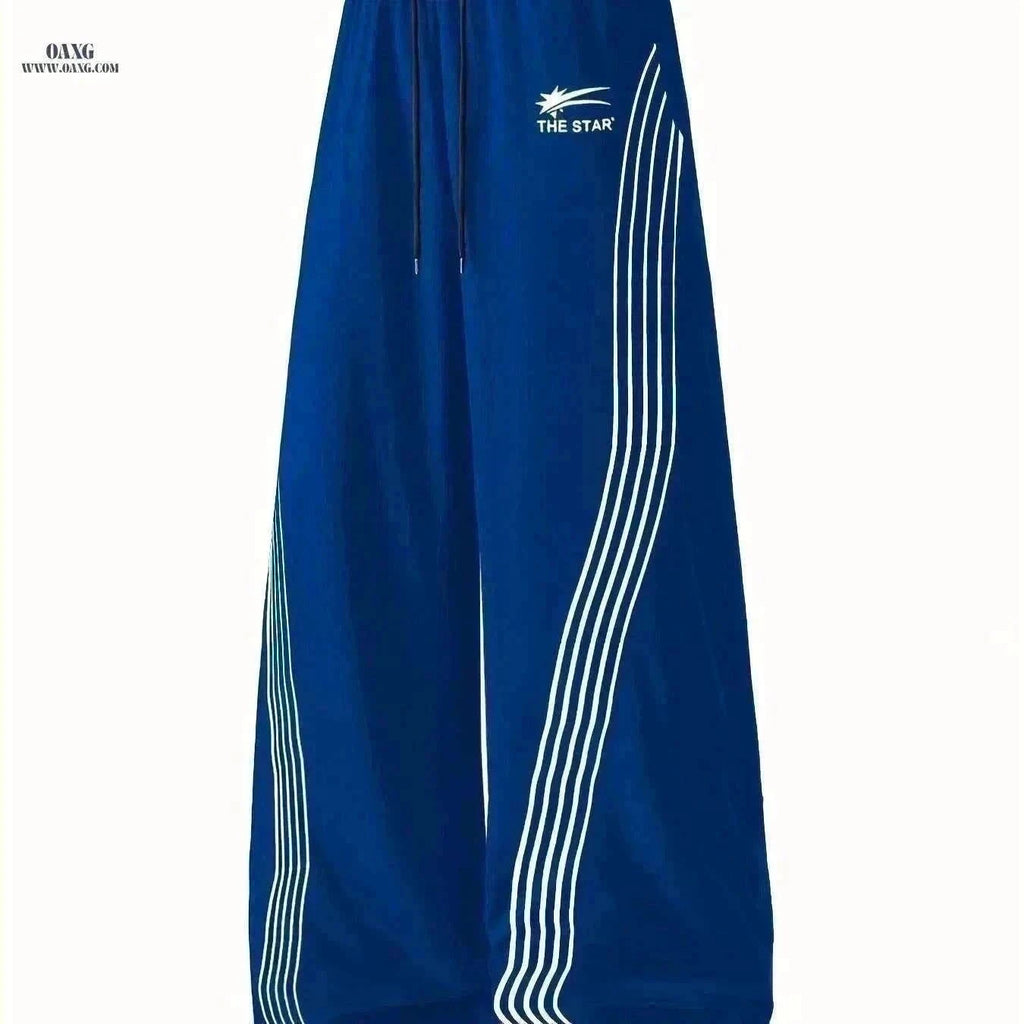 Men's Casual Athletic Joggers - "THE STAR" Print, Loose Fit, Side Pockets   OAXG Blue / XS
