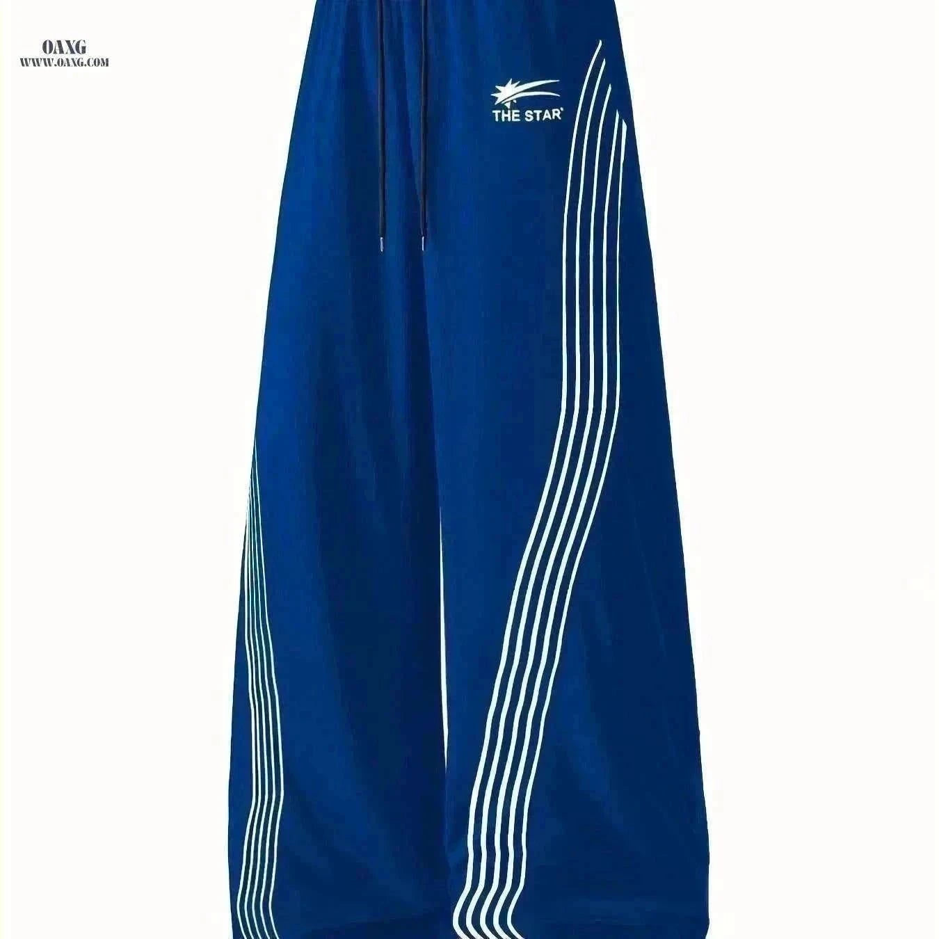Men's Casual Athletic Joggers - "THE STAR" Print, Loose Fit, Side Pockets   OAXG Blue / XS