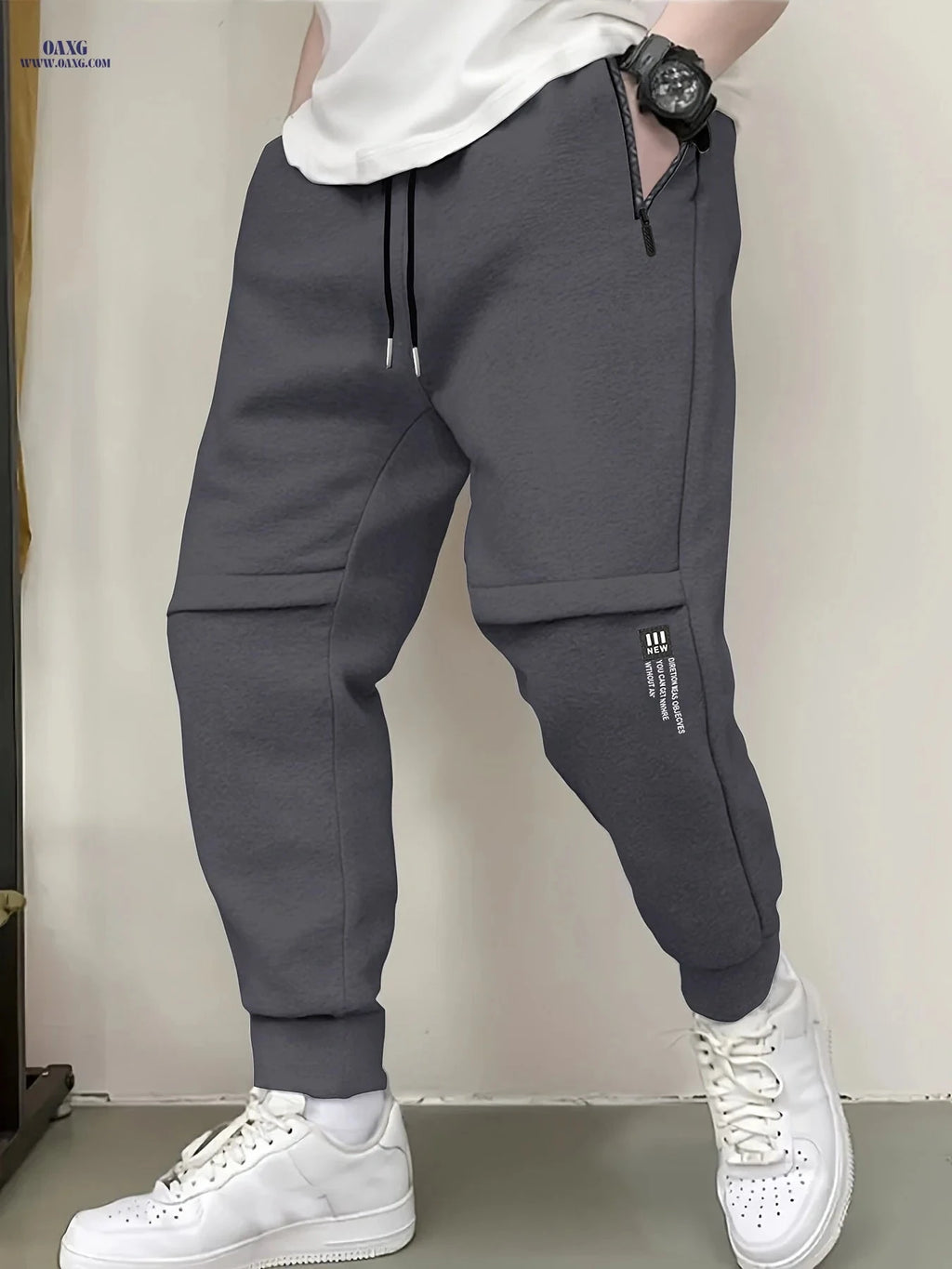 Men's Casual Athletic Pants - All-Season Sports Wear with Pockets   OAXG Coffee color / FR XXS