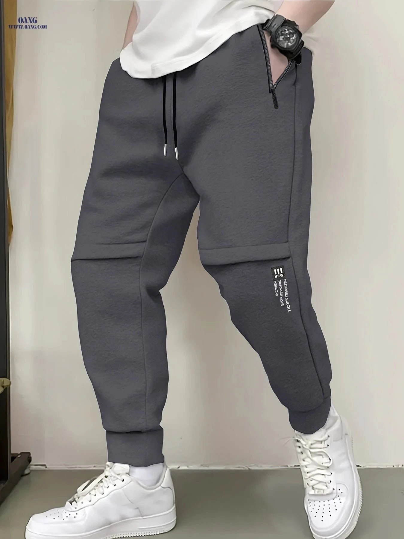 Men's Casual Athletic Pants - All-Season Sports Wear with Pockets   OAXG Coffee color / FR XXS