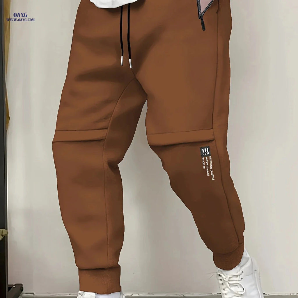 Men's Casual Athletic Pants - All-Season Sports Wear with Pockets   OAXG Coffee color / FR XXS