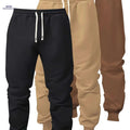 Men's Casual Athletic Pants - Solid Color, Elastic Waistband, Ribbed Cuff   OAXG 