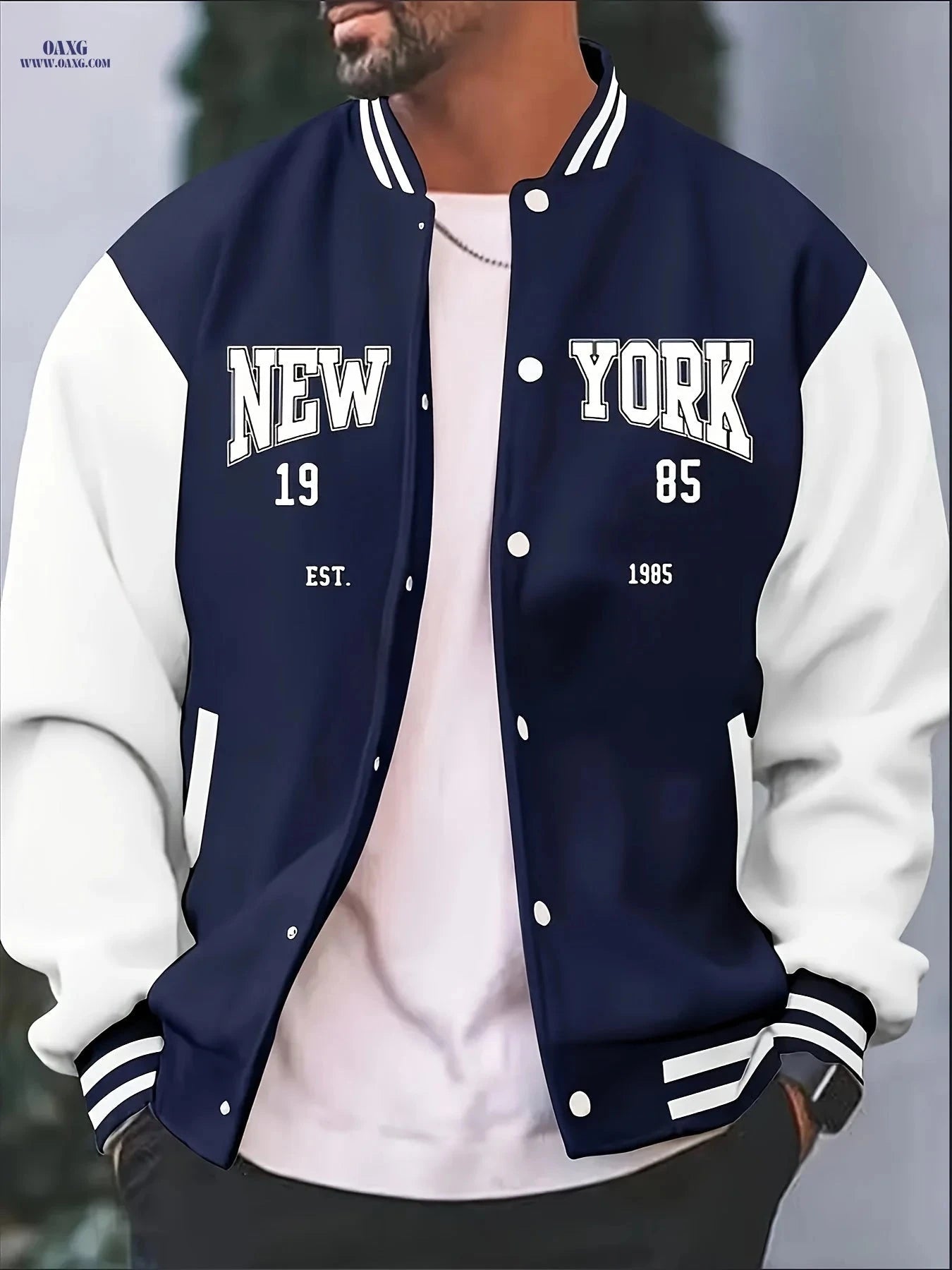 Men's Casual Baseball Jacket - Spring Autumn Random Print Outerwear   OAXG 