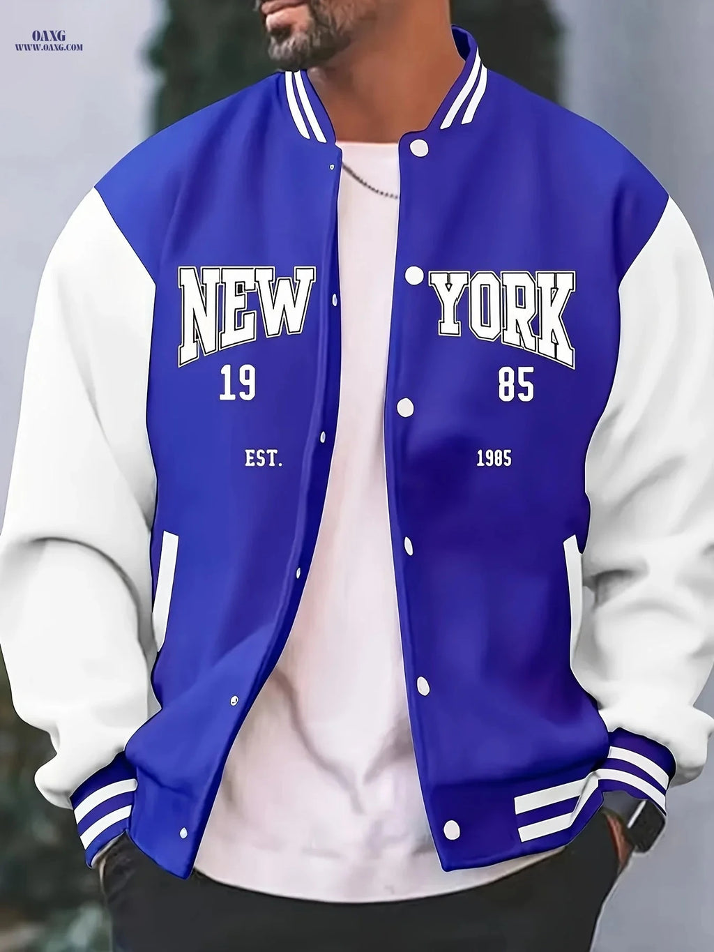 Men's Casual Baseball Jacket - Spring Autumn Random Print Outerwear   OAXG 