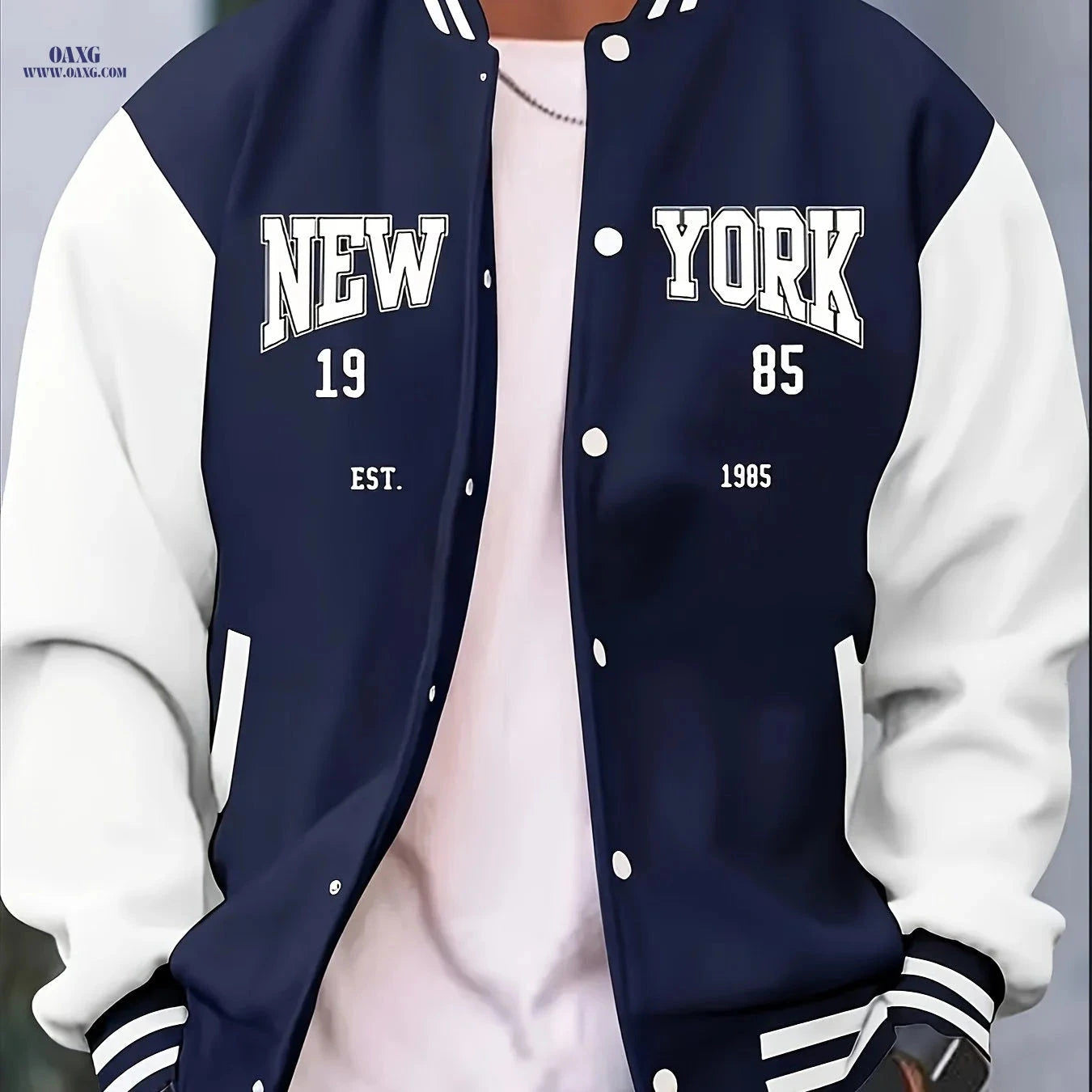 Men's Casual Baseball Jacket - Spring Autumn Random Print Outerwear   OAXG Burgundy / FR S