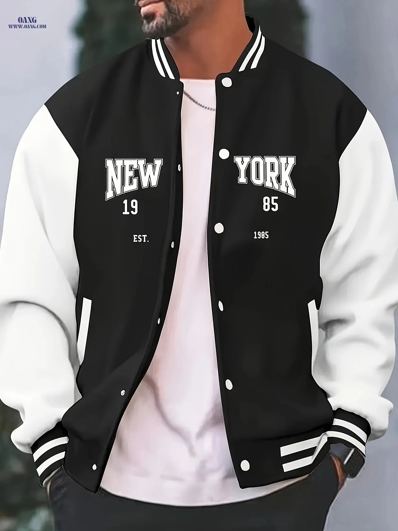 Men's Casual Baseball Jacket - Spring Autumn Random Print Outerwear   OAXG 