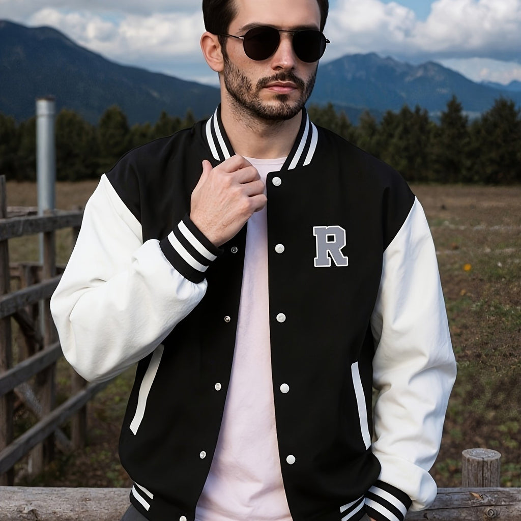 Men’s Casual Baseball Jacket - Stylish Design with Pocket Details   OAXG 