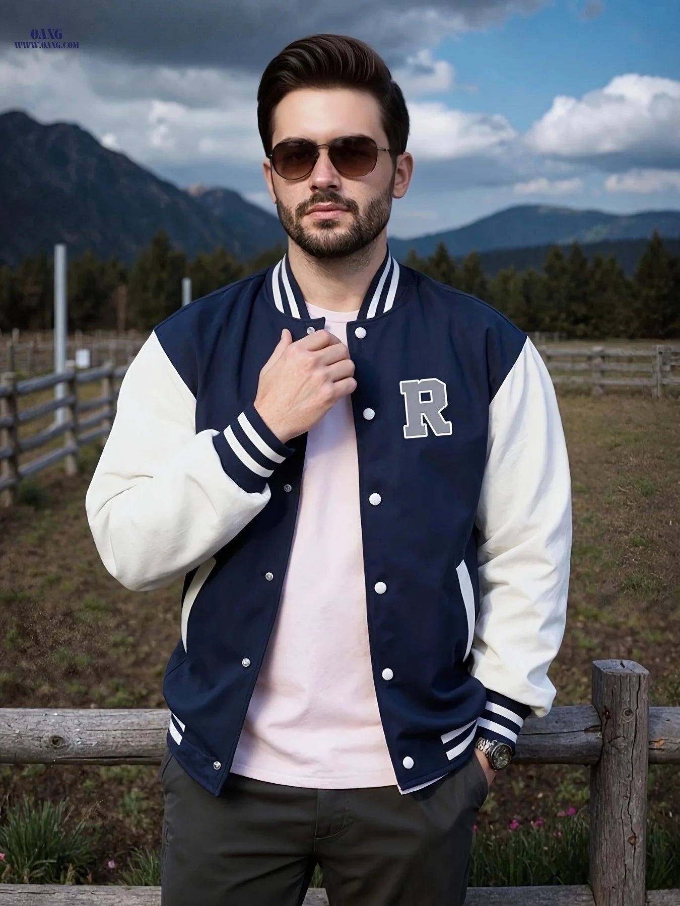 Men’s Casual Baseball Jacket - Stylish Design with Pocket Details   OAXG 