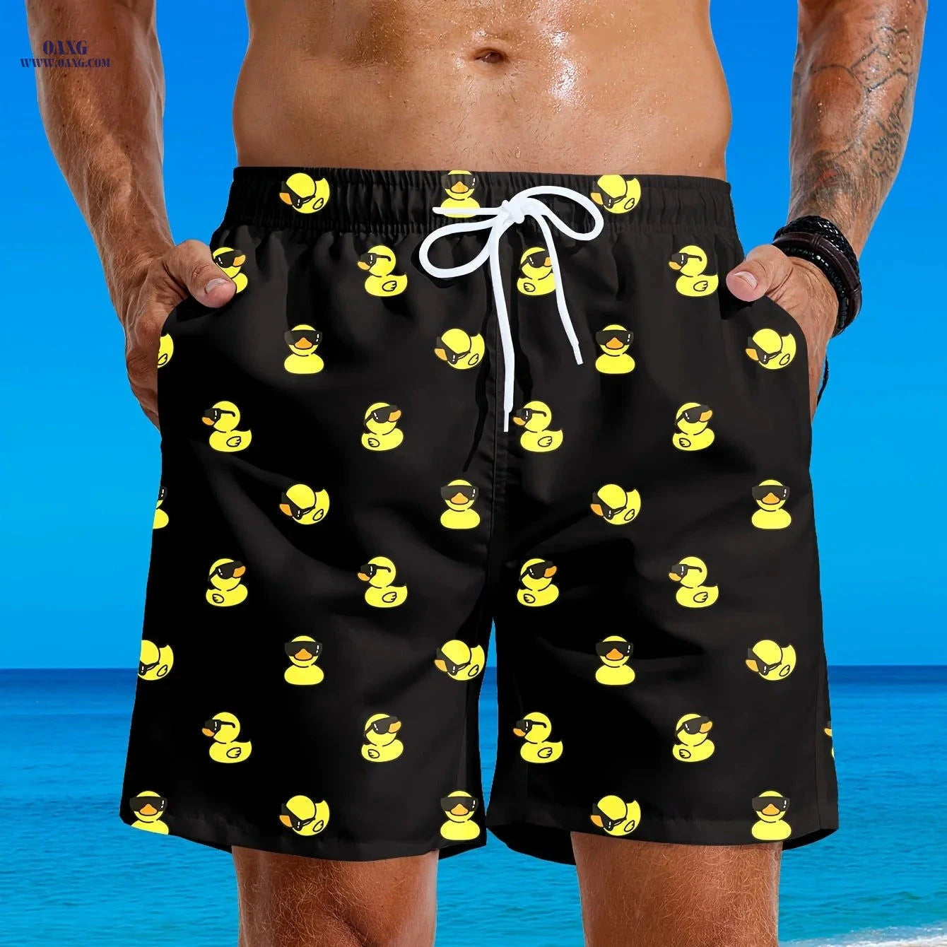 Men's Casual Beach Pants - Loose Fit with Inner Mesh Trunks   OAXG 