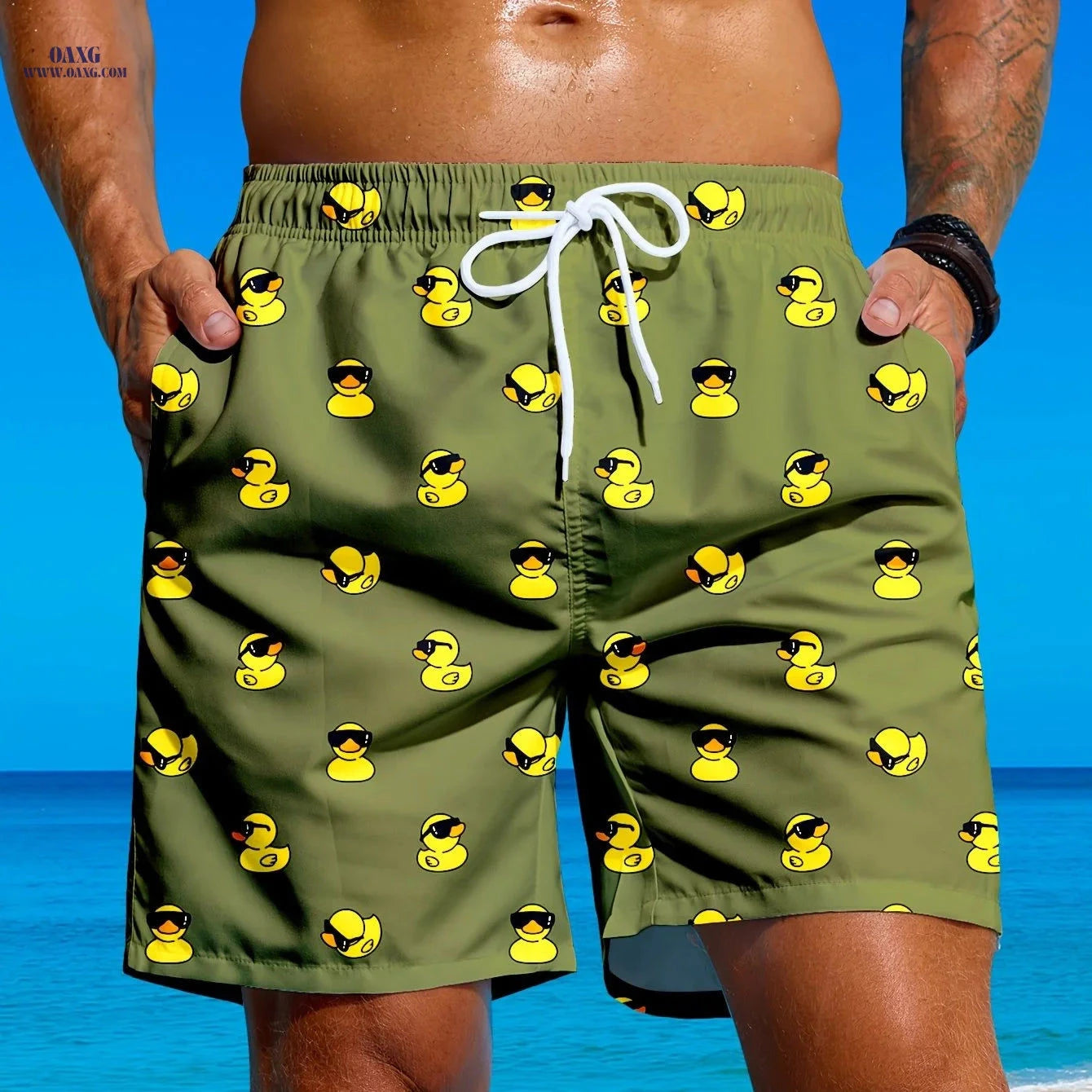 Men's Casual Beach Pants - Loose Fit with Inner Mesh Trunks   OAXG 