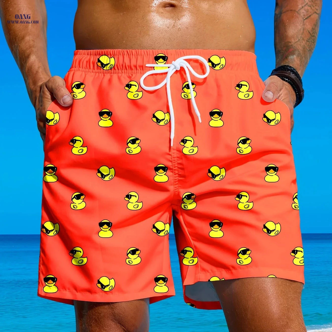Men's Casual Beach Pants - Loose Fit with Inner Mesh Trunks   OAXG Blue / FR L