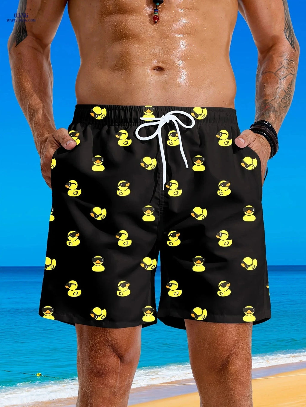 Men's Casual Beach Pants - Loose Fit with Inner Mesh Trunks   OAXG Blue / FR L