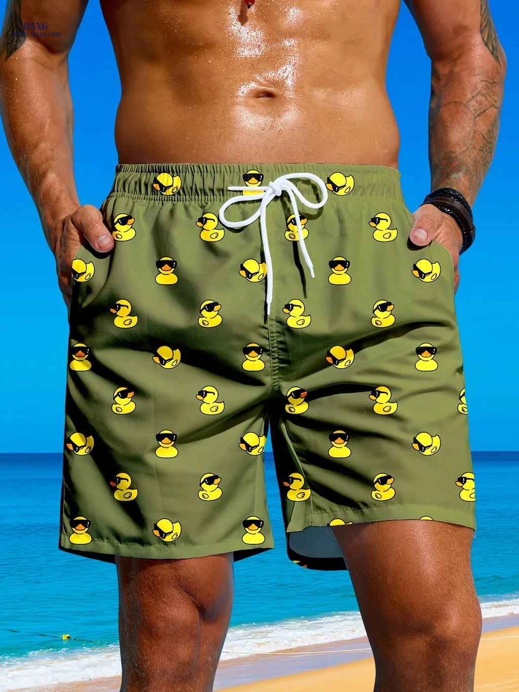 Men's Casual Beach Pants - Loose Fit with Inner Mesh Trunks   OAXG 
