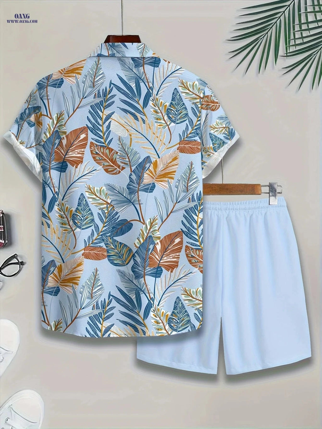 Men's Casual Beach Set - Hawaiian Shirt and Shorts for Summer Fun   OAXG 