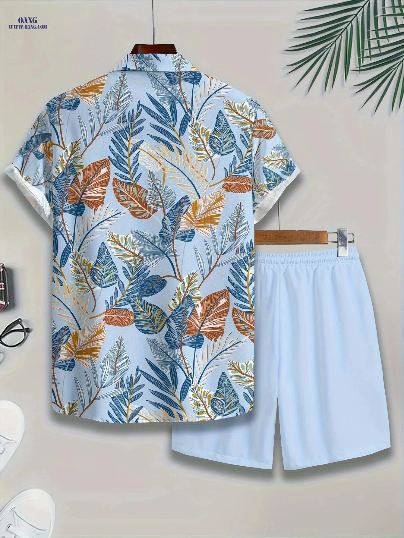 Men's Casual Beach Set - Hawaiian Shirt and Shorts for Summer Fun   OAXG 