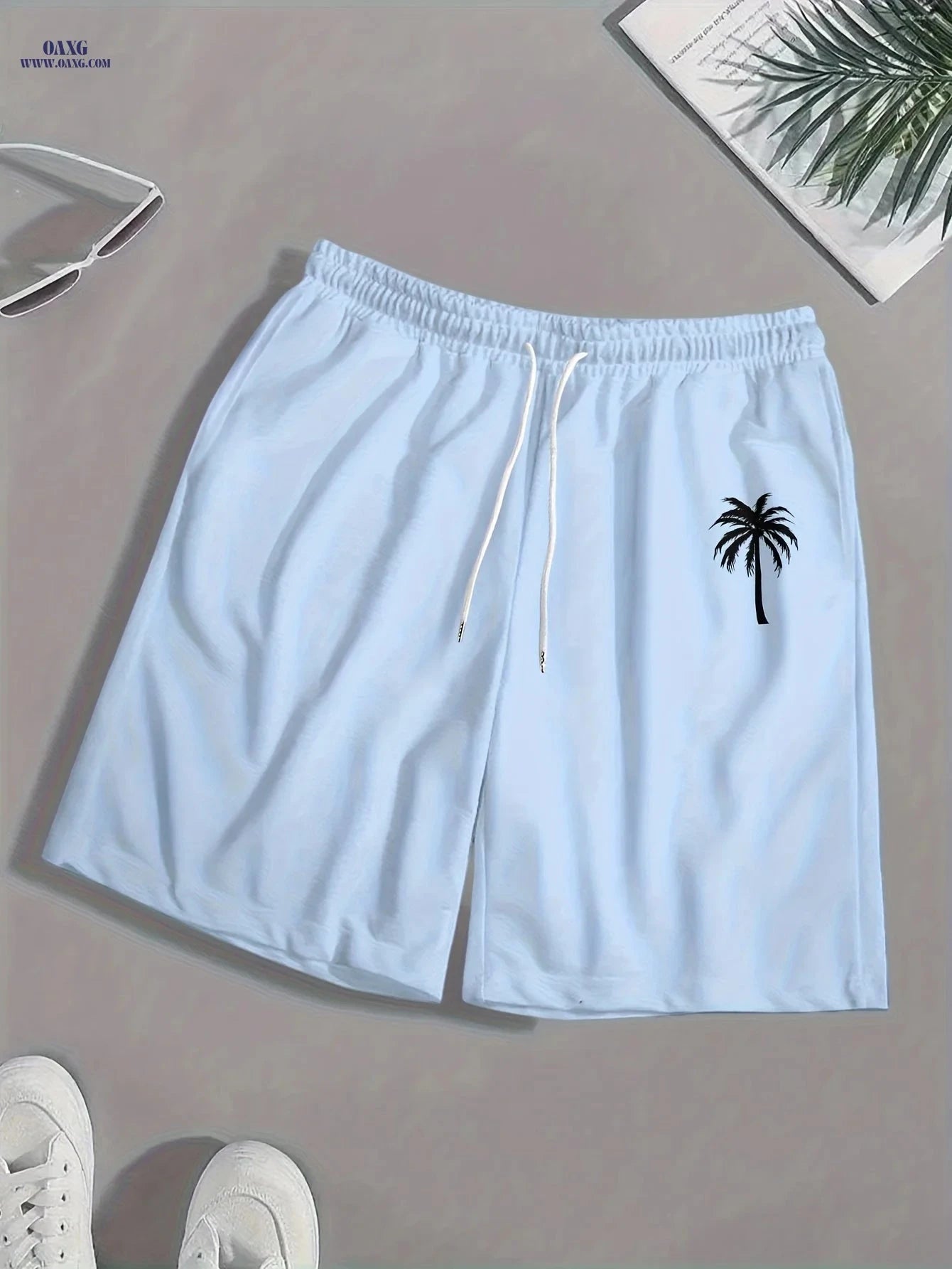 Men's Casual Beach Set - Hawaiian Shirt and Shorts for Summer Fun   OAXG Sky Blue / FR S