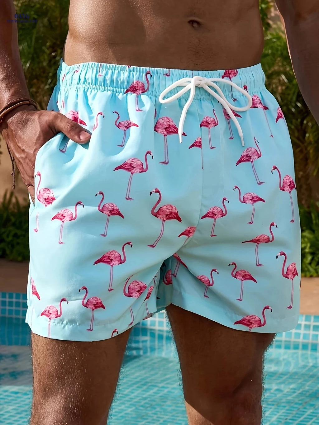 Men's Casual Beach Shorts - Animal Print, Regular Fit, Polyester   OAXG 