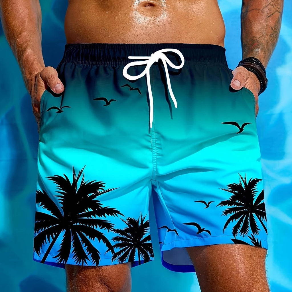 Men's Casual Beach Shorts - Geometric Pattern, Lightweight Polyester   OAXG 【Multicolor】 / FR S
