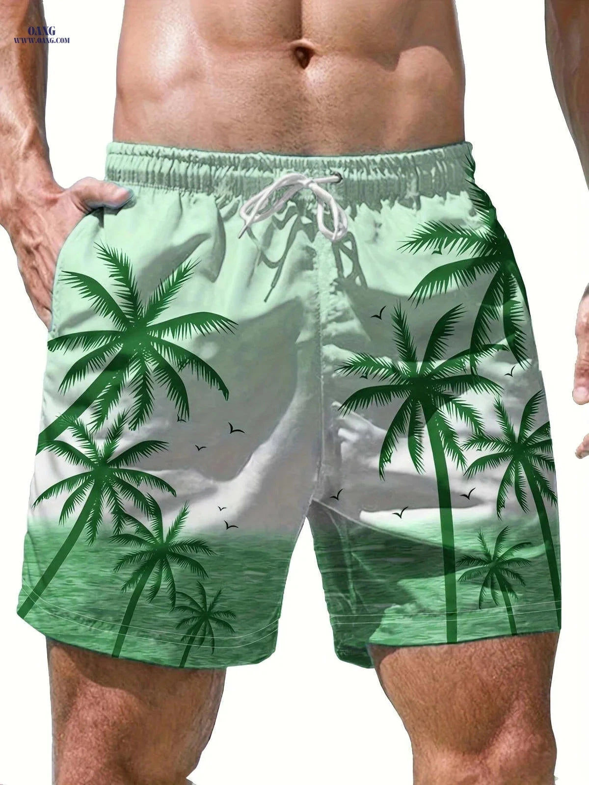 Men's Casual Beach Shorts - Geometric Pattern, Lightweight Polyester   OAXG 【Multicolor】 / FR S