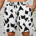 Men's Casual Beach Shorts - Unique Black & White Drawstring Design   OAXG 