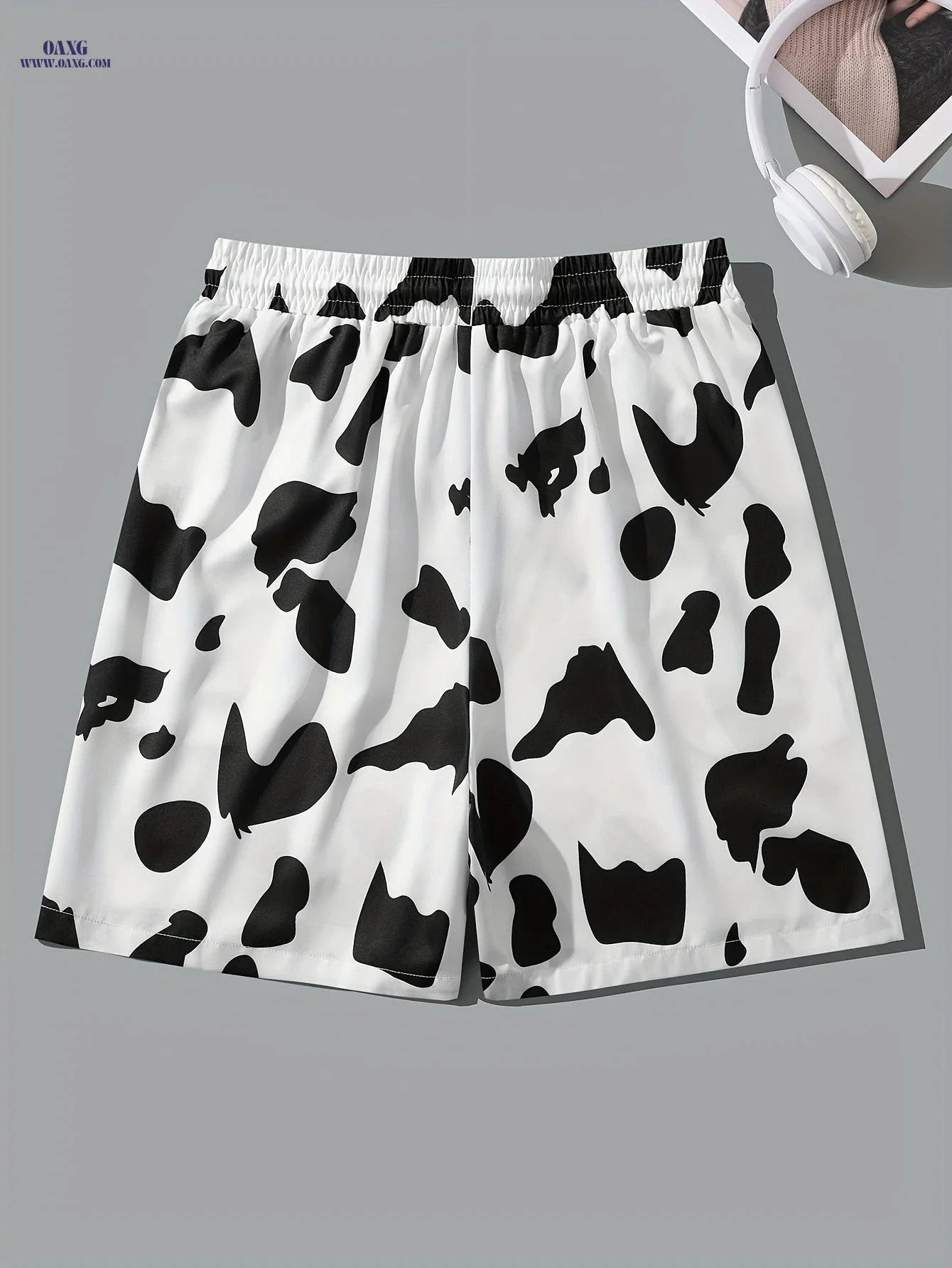 Men's Casual Beach Shorts - Unique Black & White Drawstring Design   OAXG White / FR S