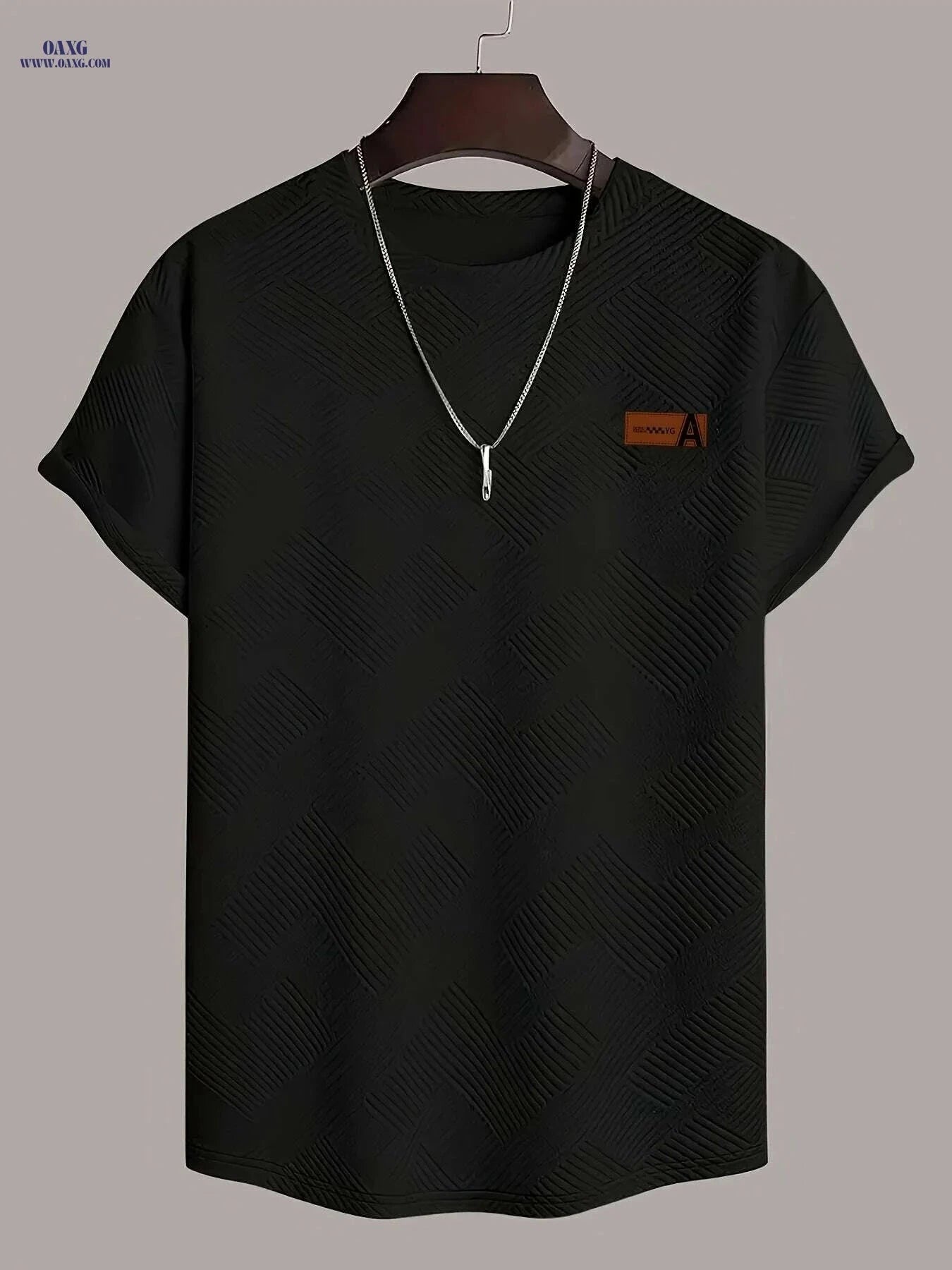Men's Casual Beige T-Shirt - Lightweight & Breathable AFA Logo   OAXG 