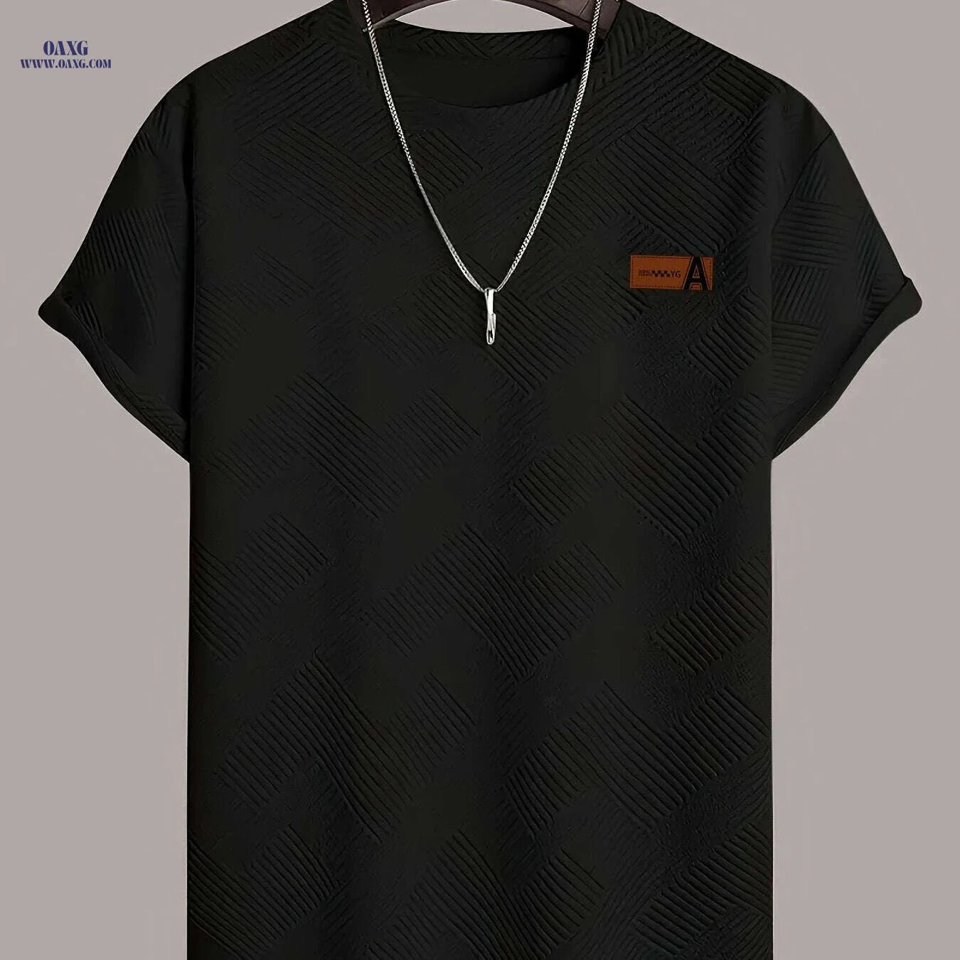 Men's Casual Beige T-Shirt - Lightweight & Breathable AFA Logo   OAXG Apricot / S
