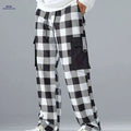Men's Casual Black and White Plaid Cargo Pants - Stylish & Comfortable   OAXG Mixed Color / S