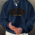 Men's Casual Black & Golden Letter Sweatshirt - Relaxed Fit Comfort   OAXG 