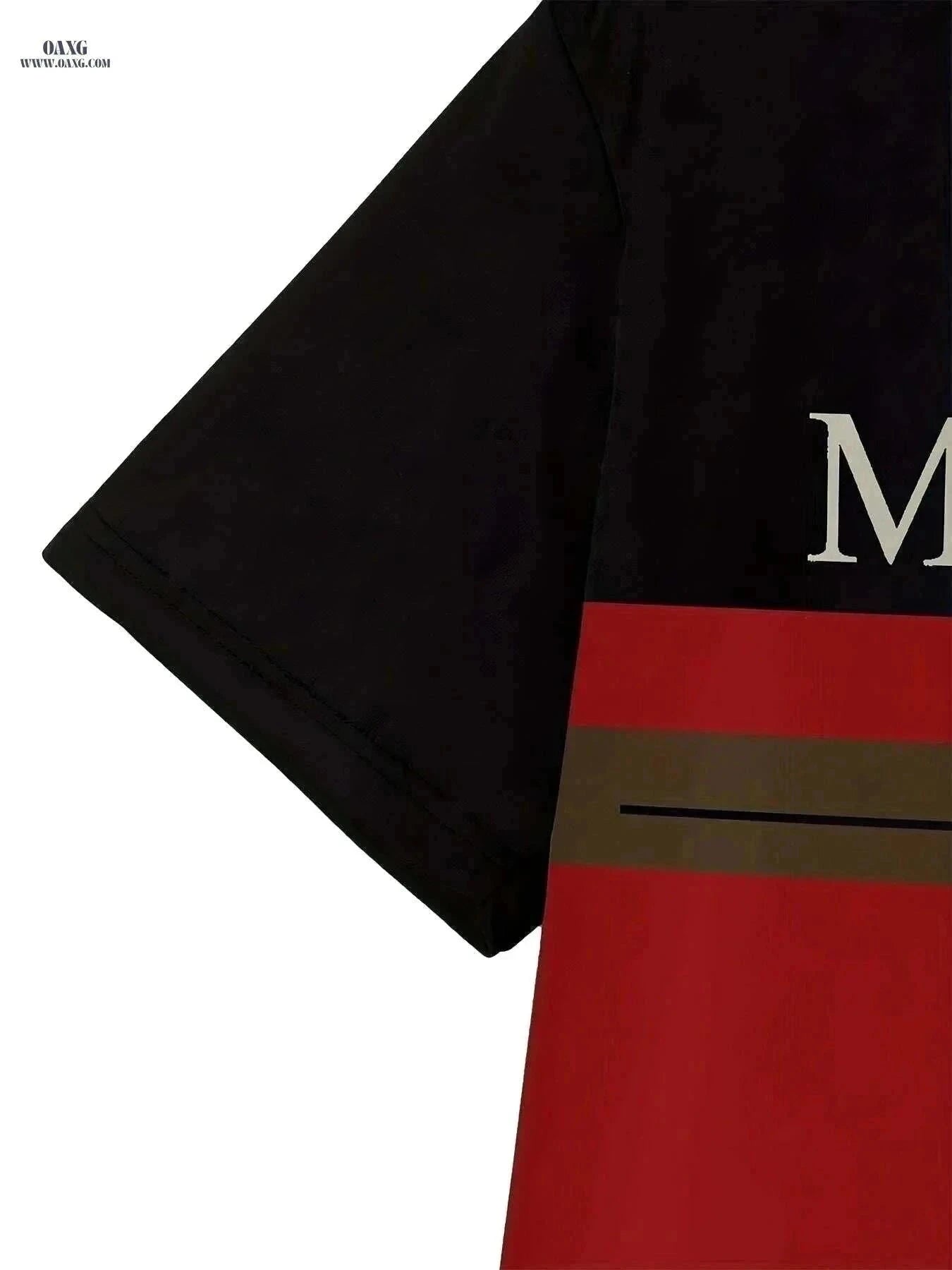 Men's Casual Black & Red Color Block T-Shirt - Breathable & Comfortable   OAXG Black Red / S