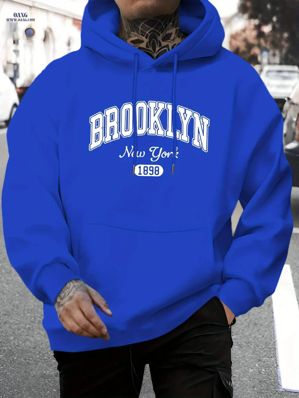 Men’s Casual Brooklyn Hoodie - Versatile Pullover with Kangaroo Pocket   OAXG 