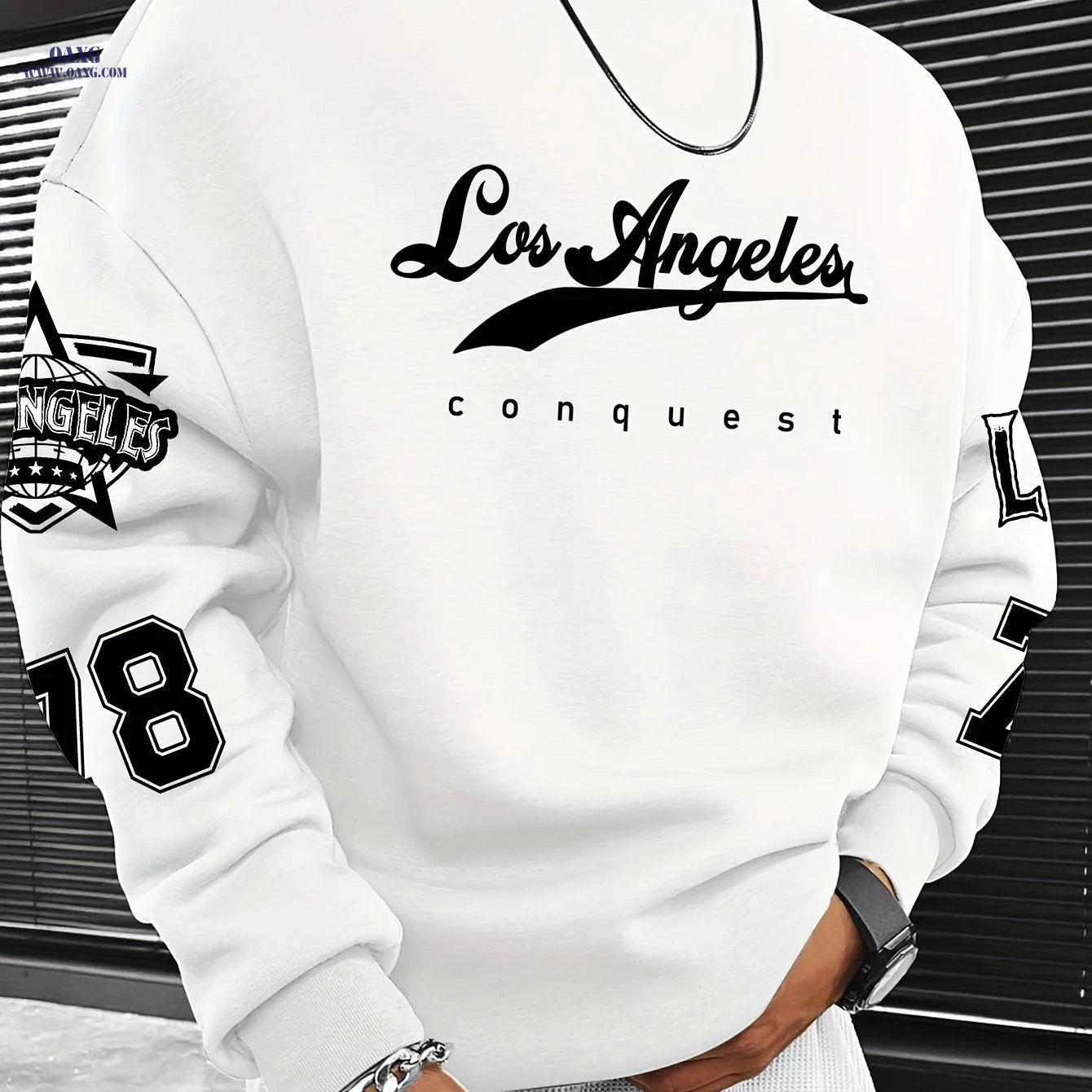 Men’s Casual Brooklyn Slogan Print Sweatshirt - Loose Fit, Round Neck   OAXG Dark Gray / FR S