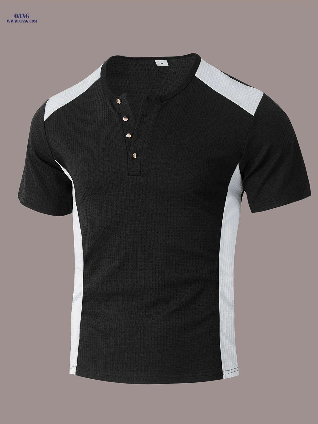 Men's Casual Business Shirt - Breathable Waffle Print Collar T-shirt   OAXG 