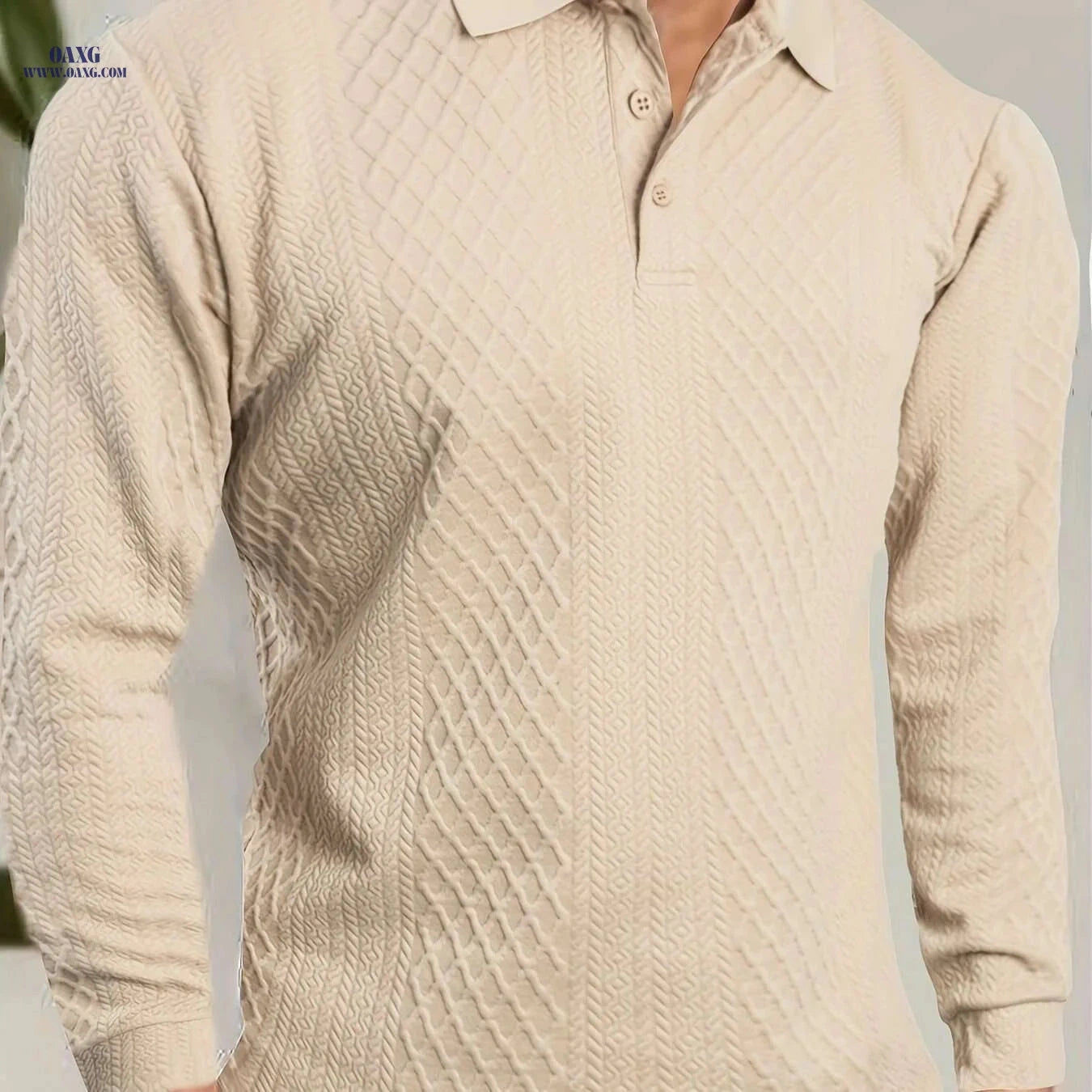 Men's Casual Business Shirt - High-End Jacquard Polo for Sports   OAXG 