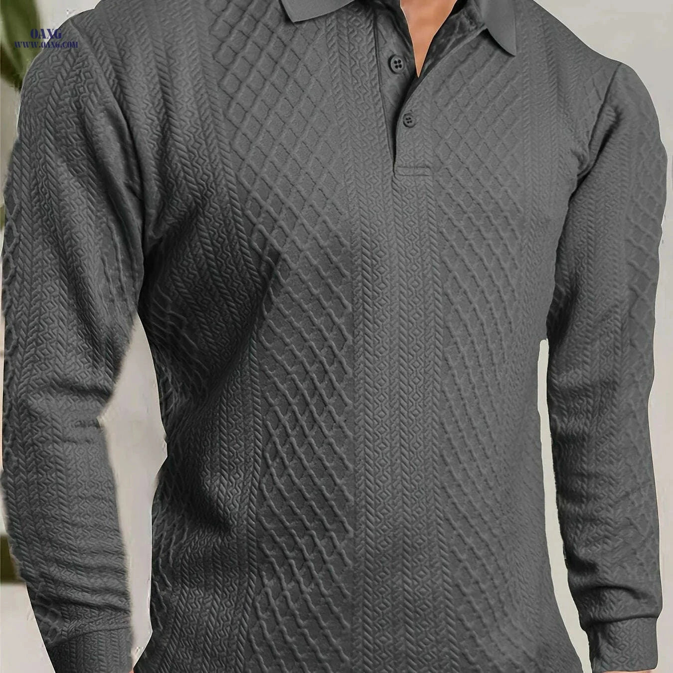 Men's Casual Business Shirt - High-End Jacquard Polo for Sports   OAXG 