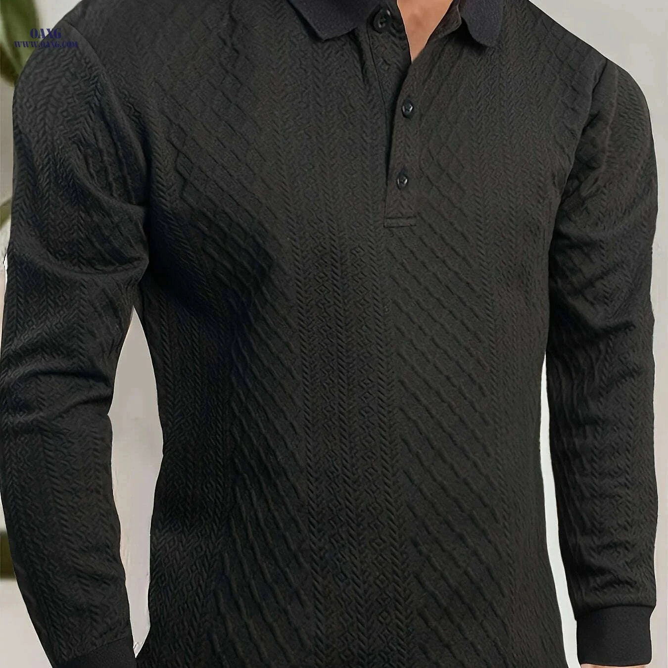 Men's Casual Business Shirt - High-End Jacquard Polo for Sports   OAXG 