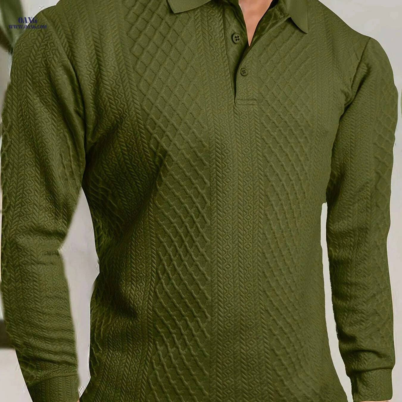 Men's Casual Business Shirt - High-End Jacquard Polo for Sports   OAXG 