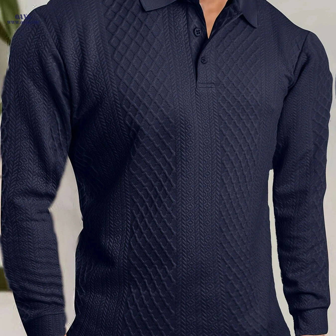 Men's Casual Business Shirt - High-End Jacquard Polo for Sports   OAXG White / XS