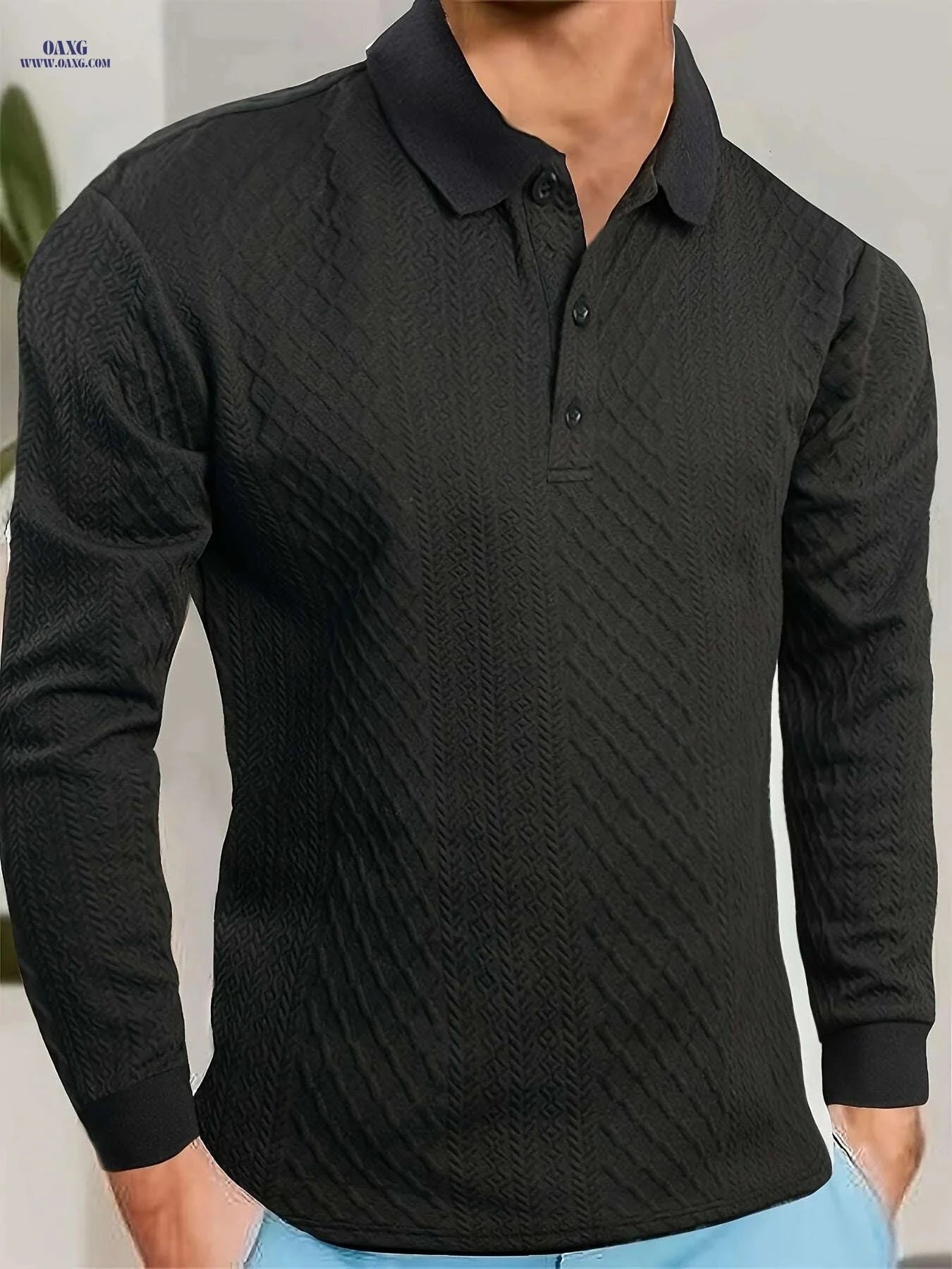 Men's Casual Business Shirt - High-End Jacquard Polo for Sports   OAXG White / XS