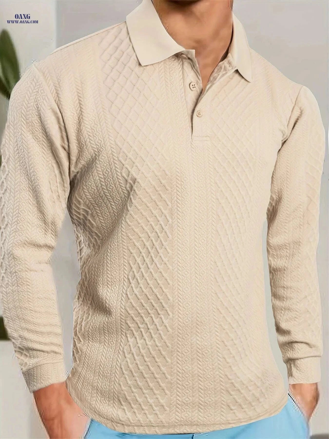 Men's Casual Business Shirt - High-End Jacquard Polo for Sports   OAXG White / XS