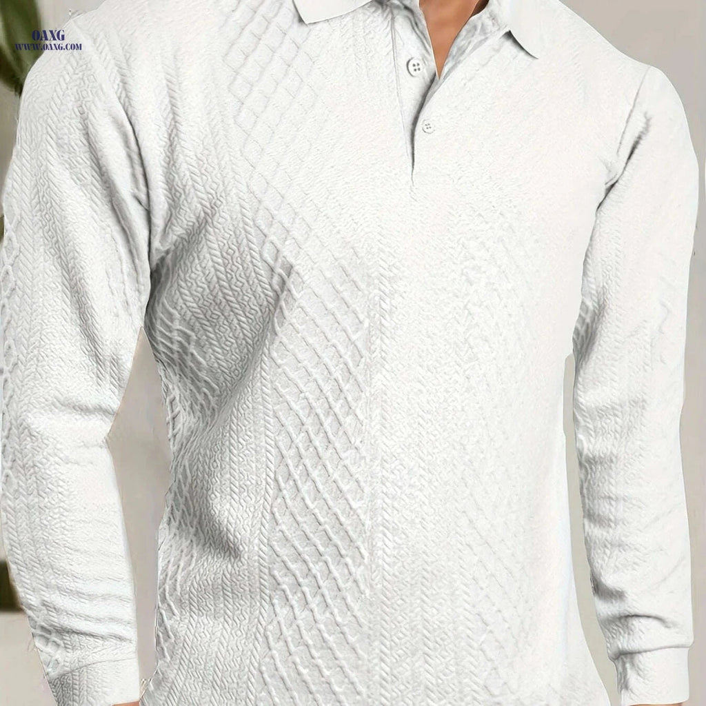 Men's Casual Business Shirt - High-End Jacquard Polo for Sports   OAXG White / XS