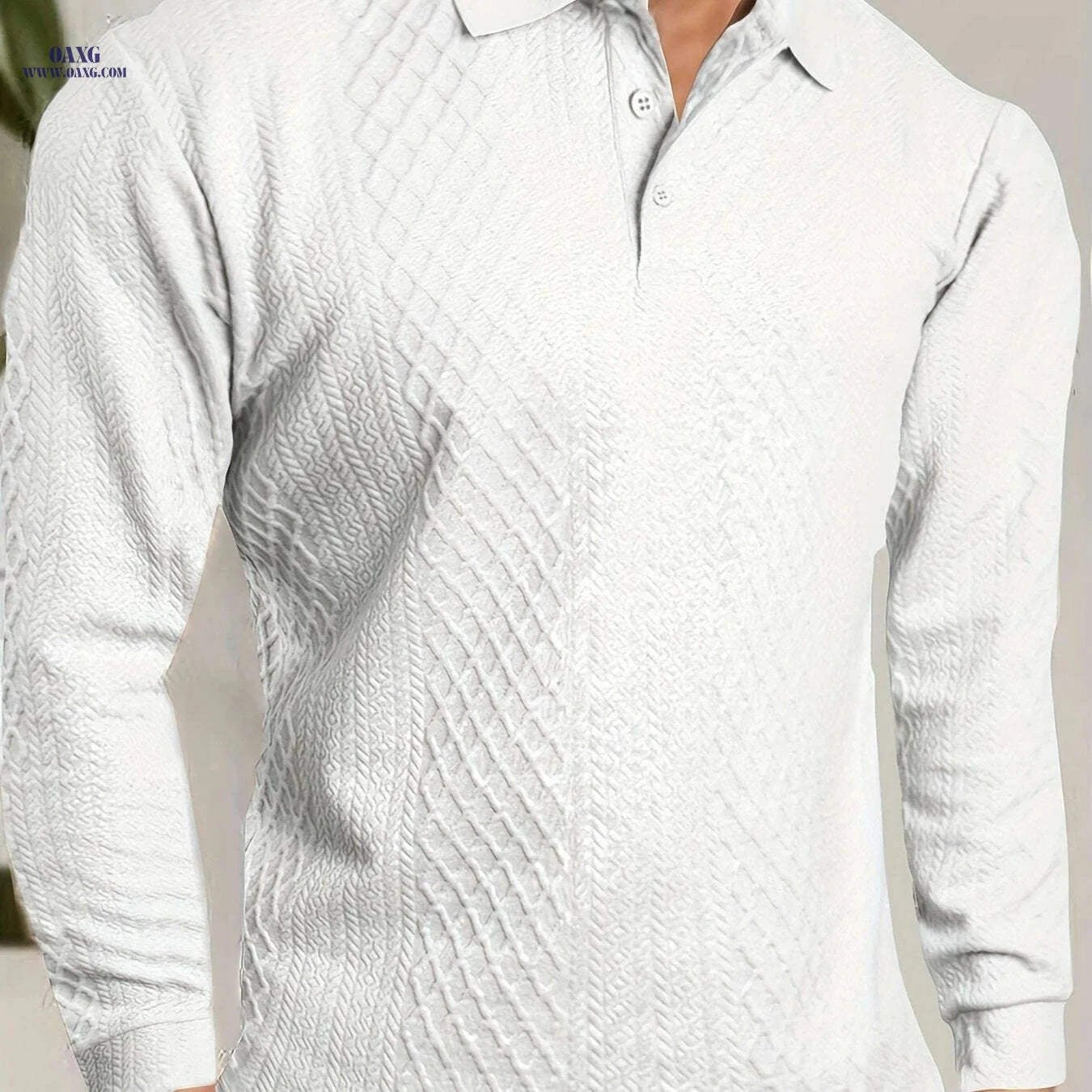 Men's Casual Business Shirt - High-End Jacquard Polo for Sports   OAXG White / XS