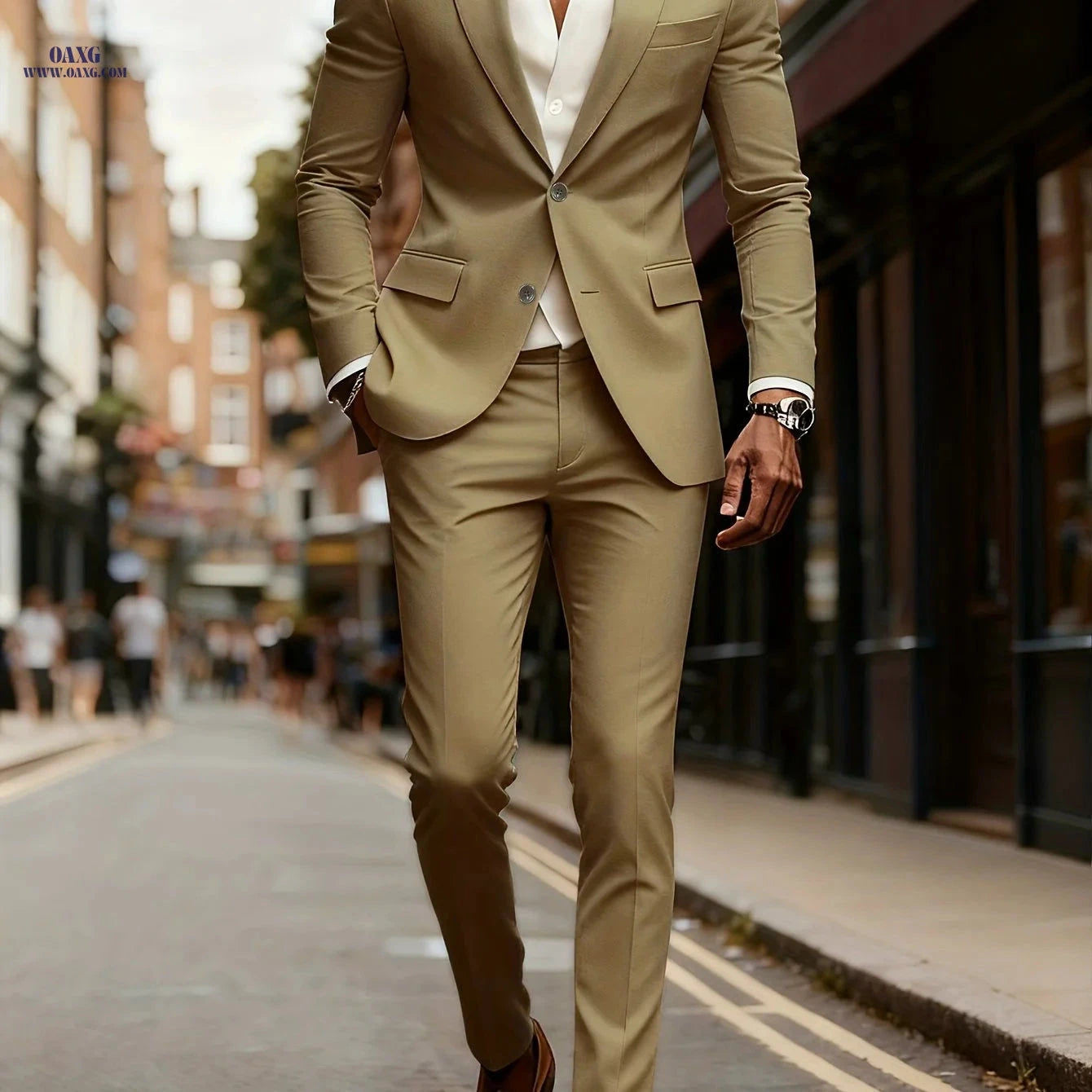 Men's Casual Business Suit - Two-Piece with Long Sleeve Design   OAXG 
