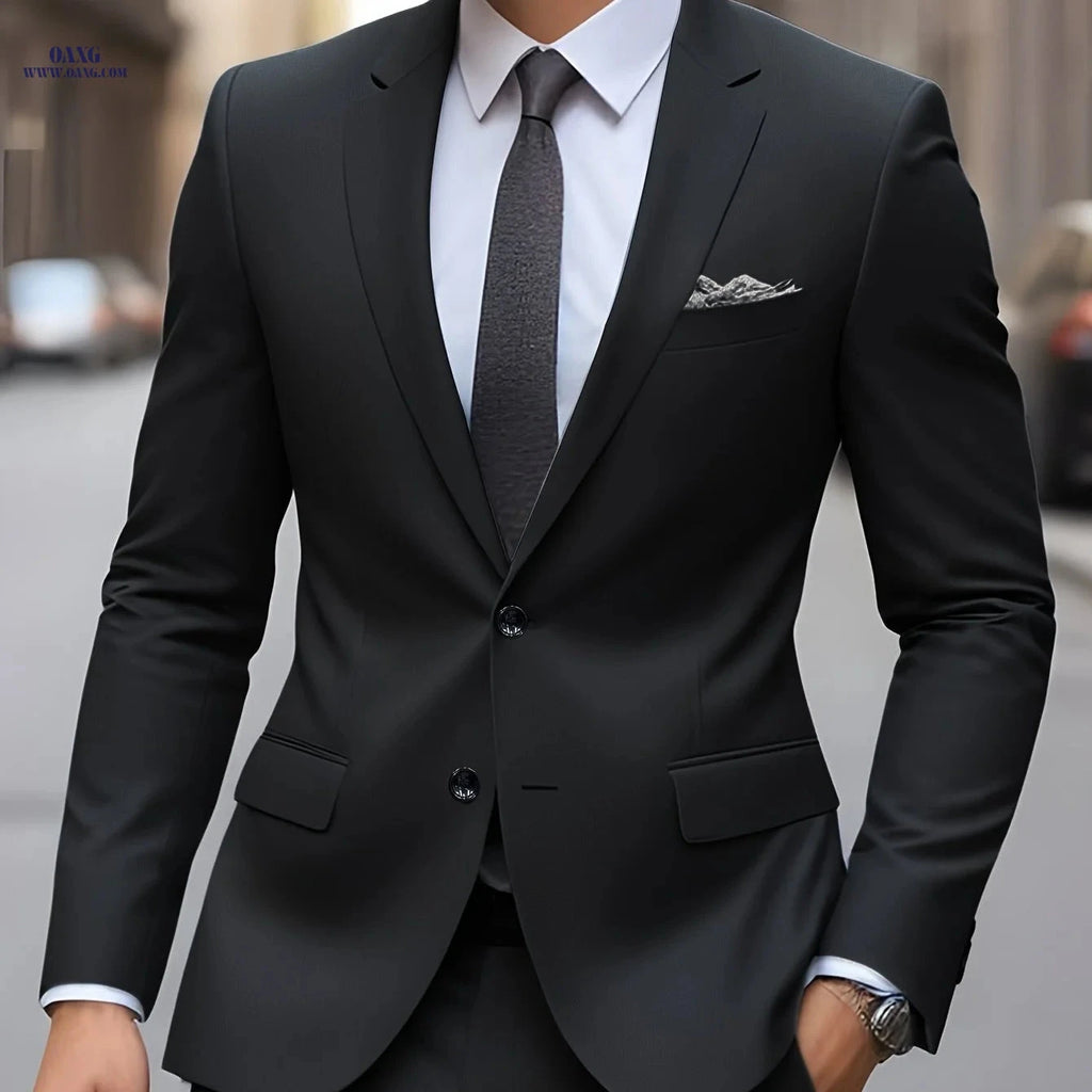 Men's Casual Business Suit - Two-Piece with Long Sleeve Design   OAXG 
