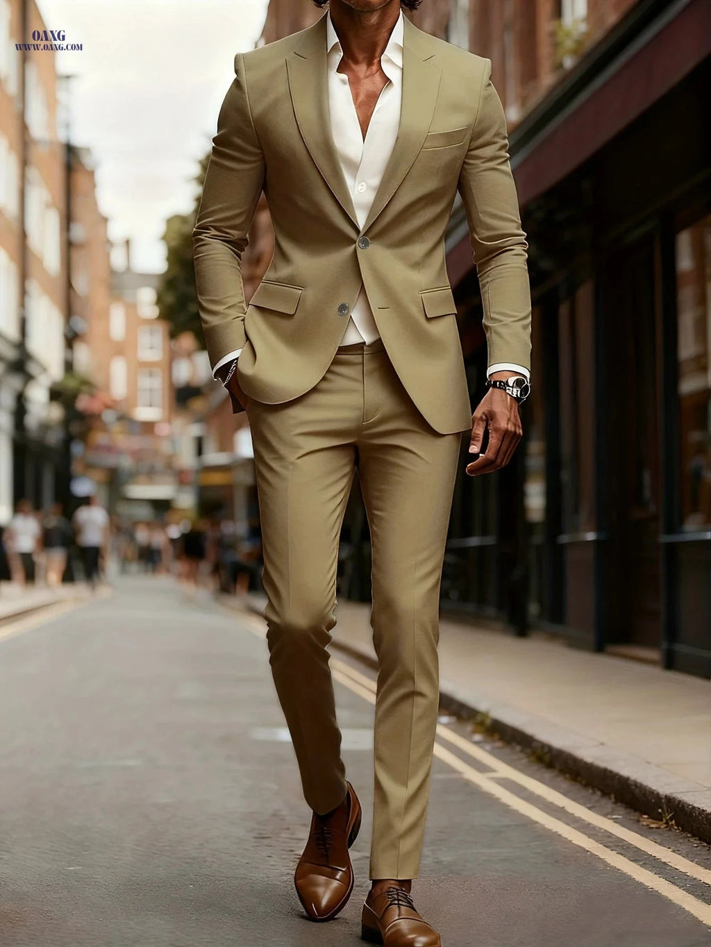 Men's Casual Business Suit - Two-Piece with Long Sleeve Design   OAXG Black / FR S