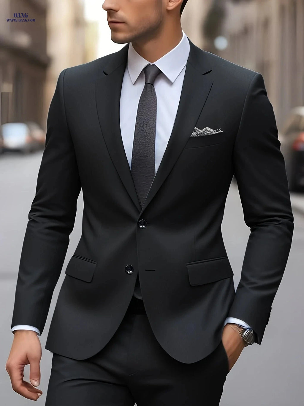 Men's Casual Business Suit - Two-Piece with Long Sleeve Design   OAXG 