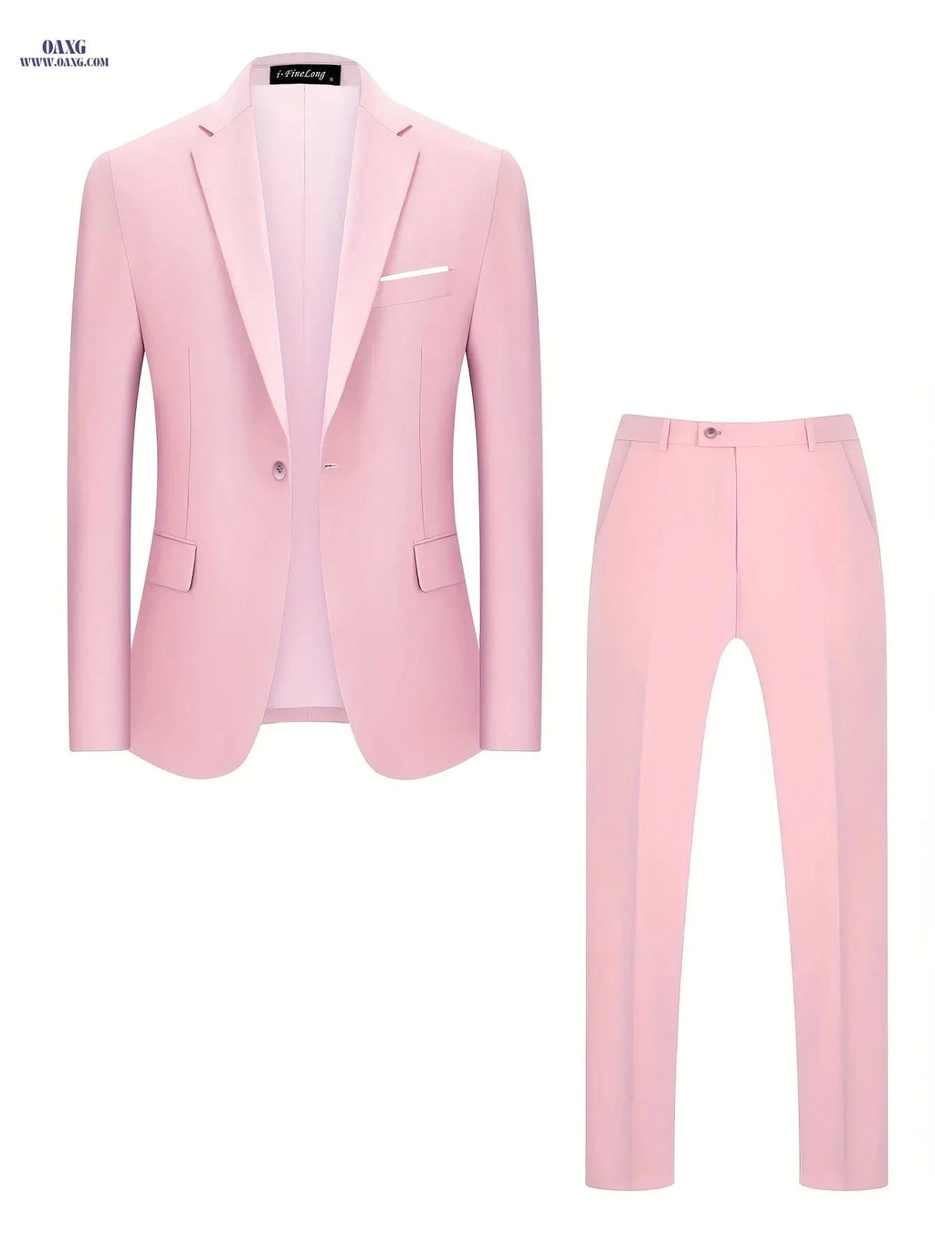 Men's Casual Business Two-Piece Suit - Solid Color, Lapel Collar   OAXG 