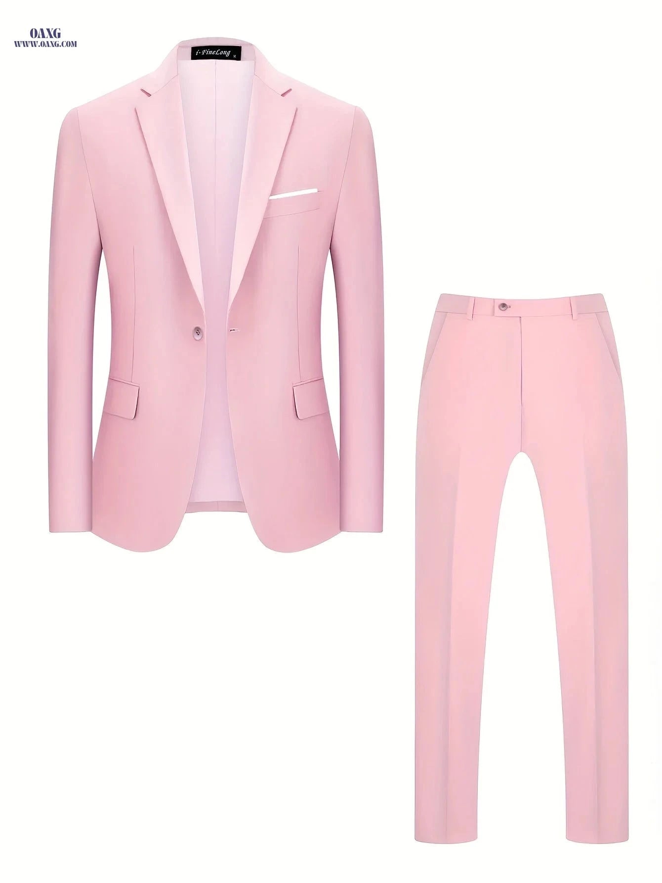 Men's Casual Business Two-Piece Suit - Solid Color, Lapel Collar   OAXG 