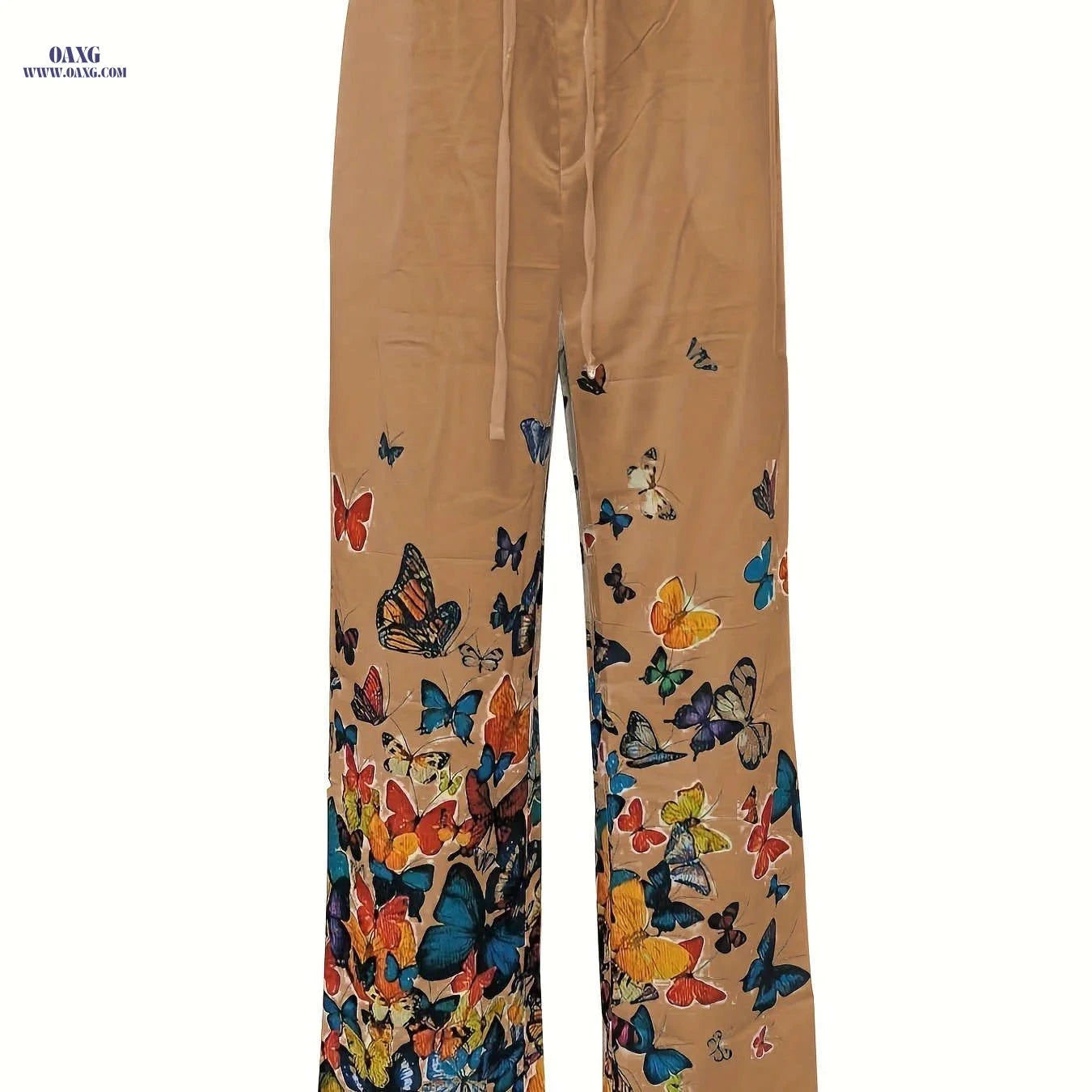 Men's Casual Butterfly Pattern Straight Leg Pants - Elastic Drawstring   OAXG 